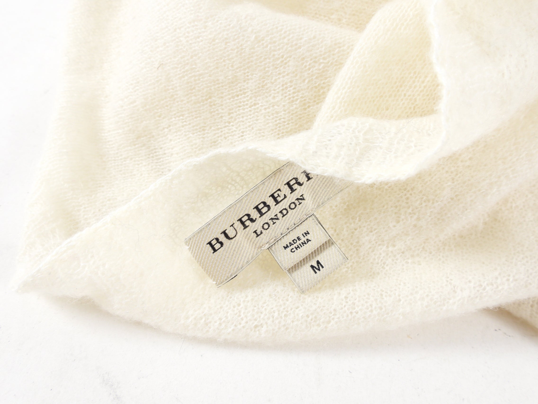 Burberry London Ivory Light Knit Long Sleeve Sweater - M