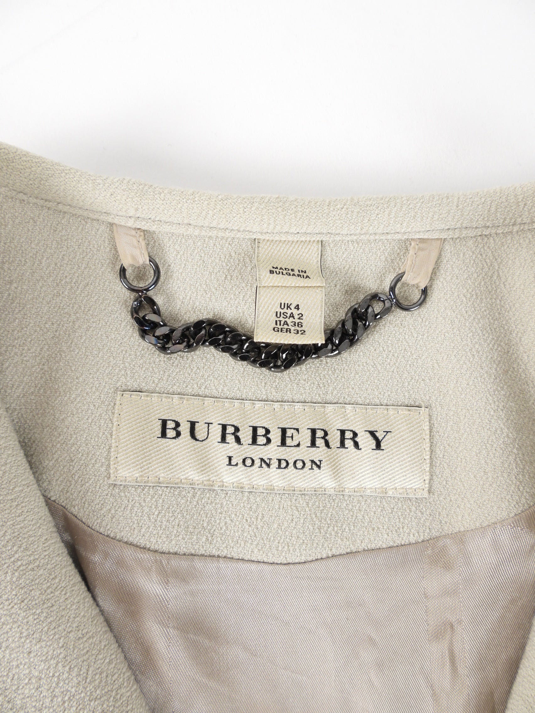 Burberry Light Grey Crepe Jacket with Ruffle Trim - XS / 0