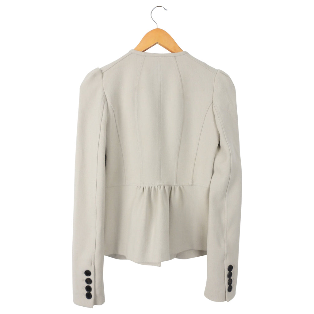 Burberry Light Grey Crepe Jacket with Ruffle Trim - XS / 0