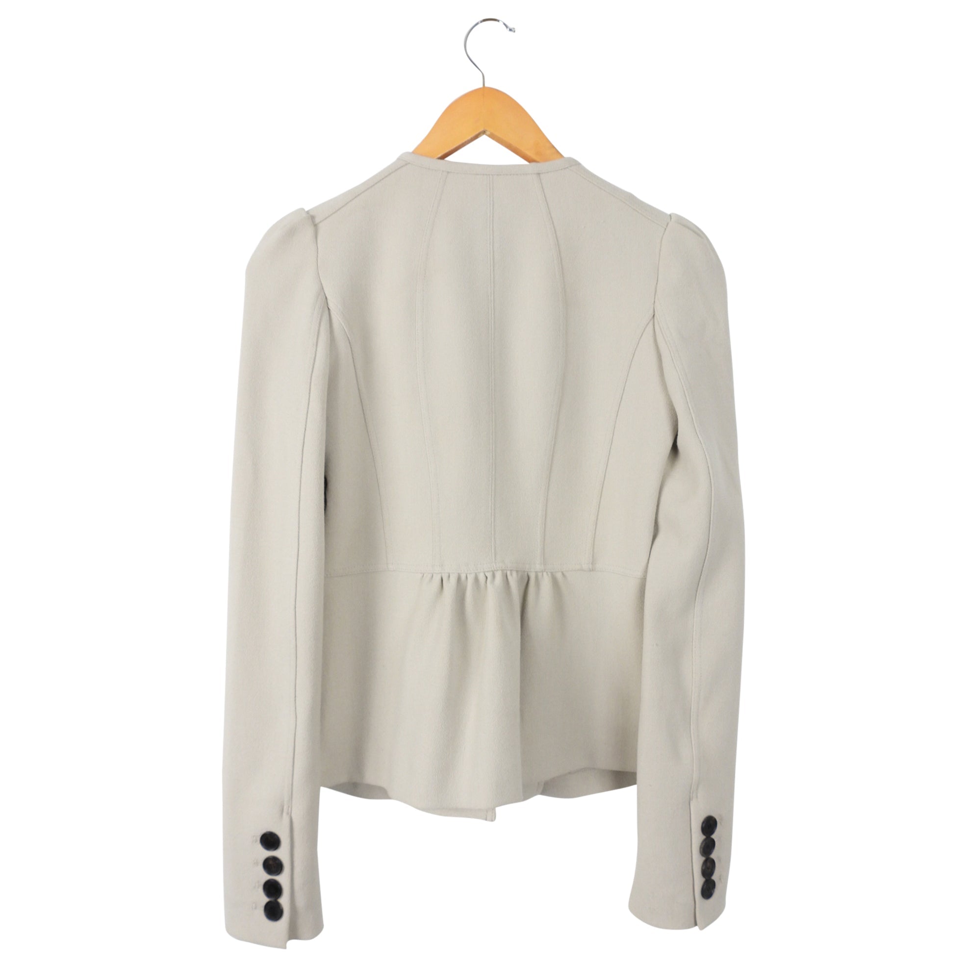 Burberry Light Grey Crepe Jacket with Ruffle Trim - XS / 0