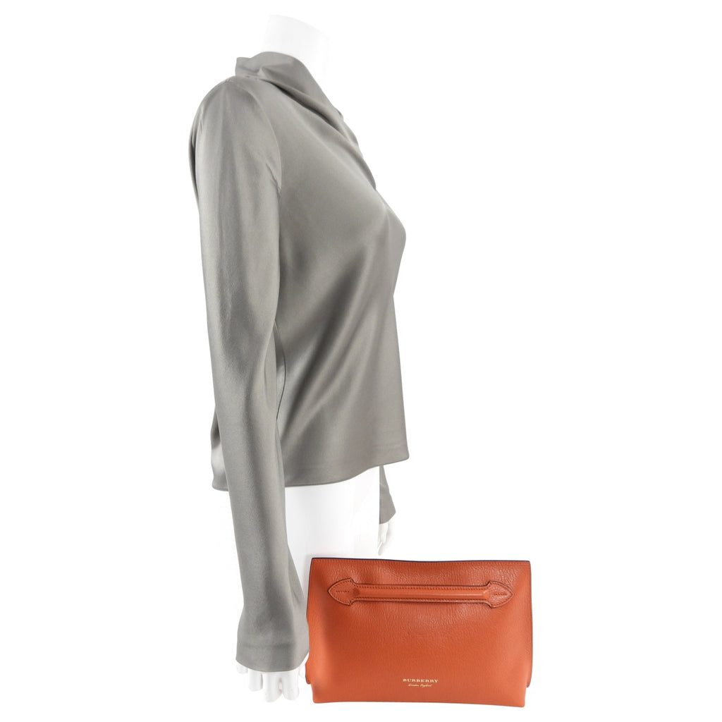 Burberry Clementine Orange Pendleton Clutch Bag