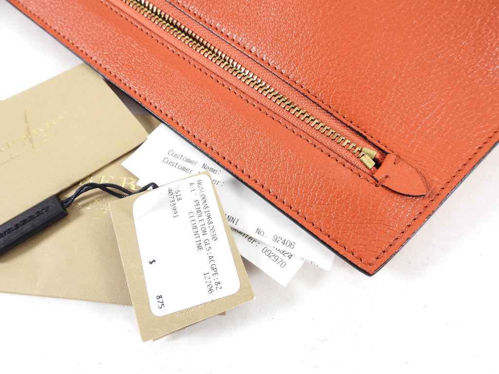 Burberry Clementine Orange Pendleton Clutch Bag