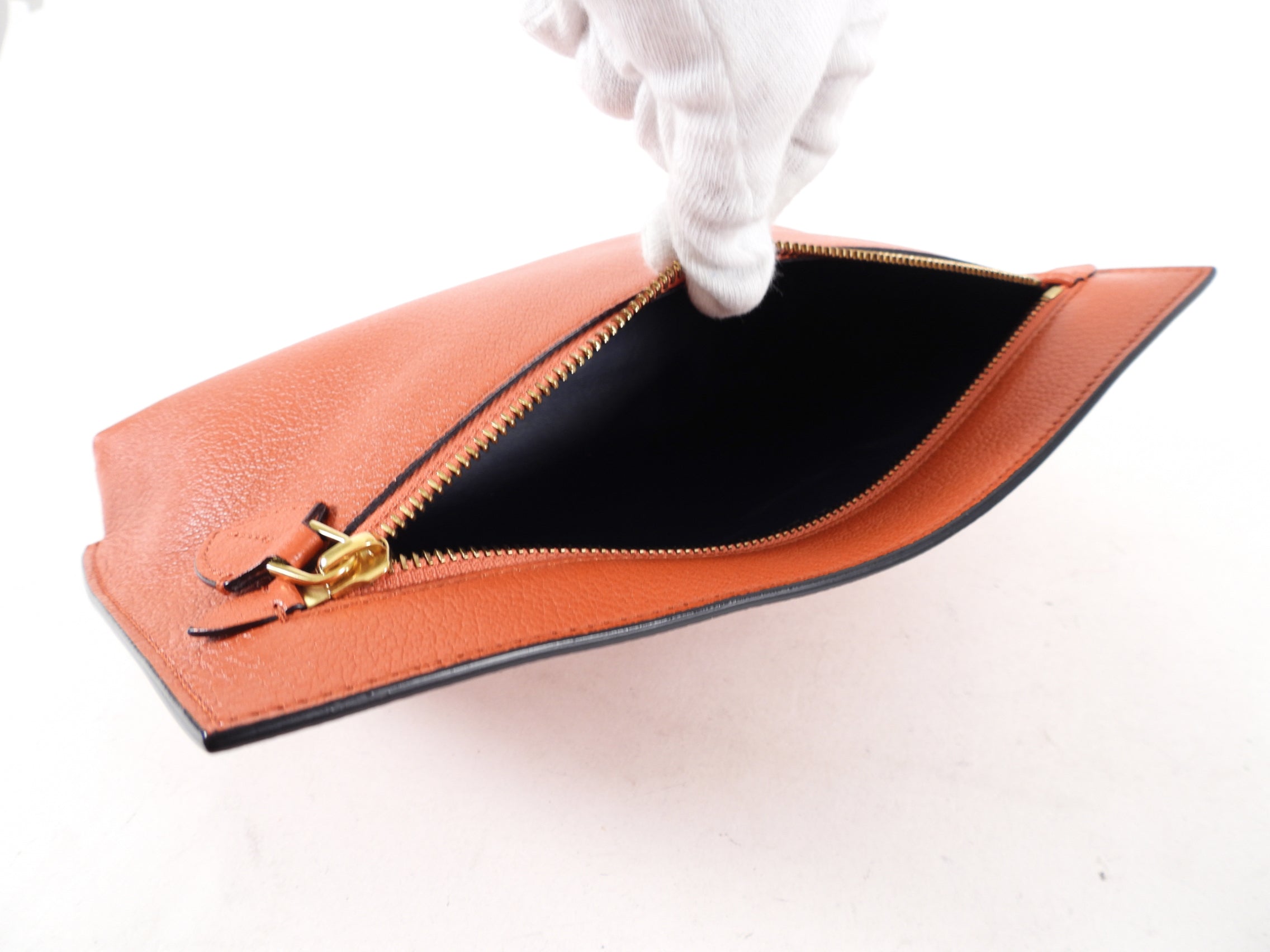 Burberry Clementine Orange Pendleton Clutch Bag
