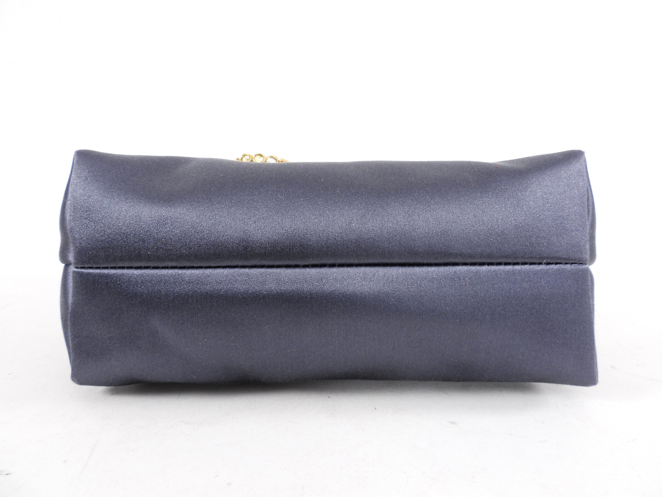 Burberry Grey Silk Satin Strass Pin Evening Clutch Bag