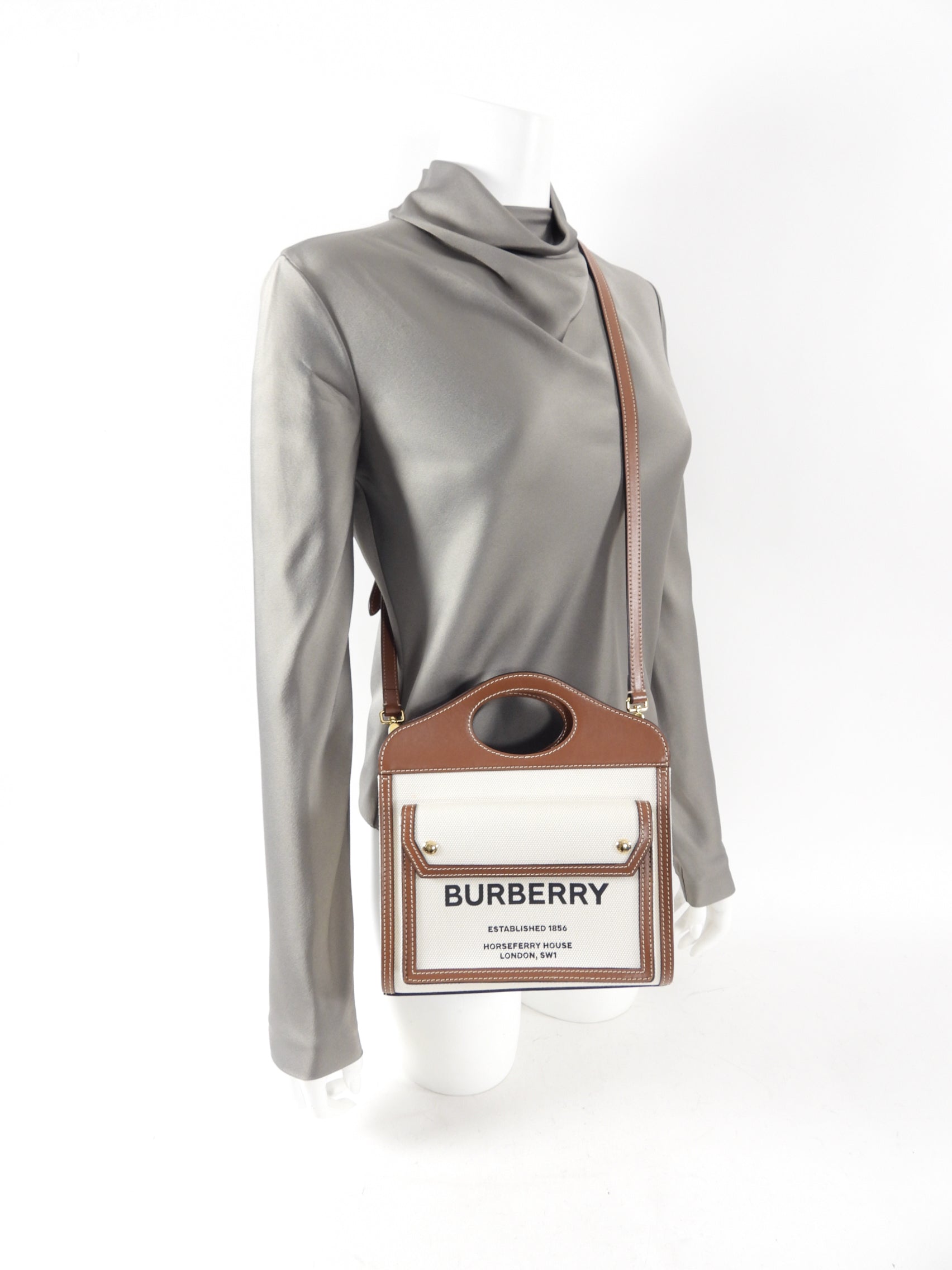 Burberry Small Canvas and Leather Pocket Bag