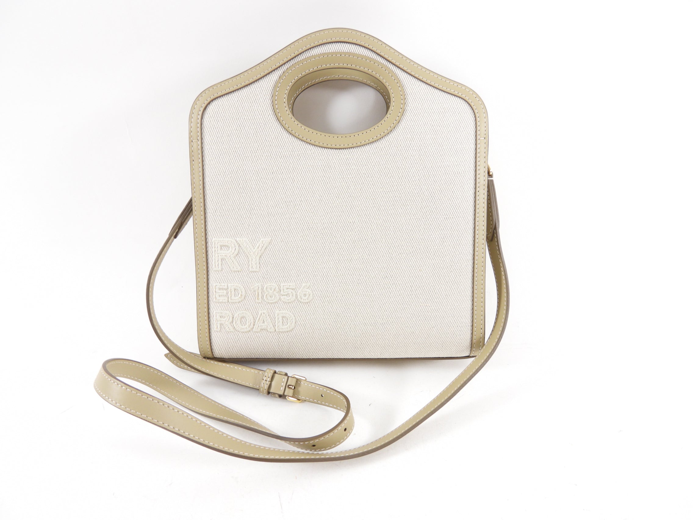 Burberry Small Pocket Bag in Ecru and Toile Canvas