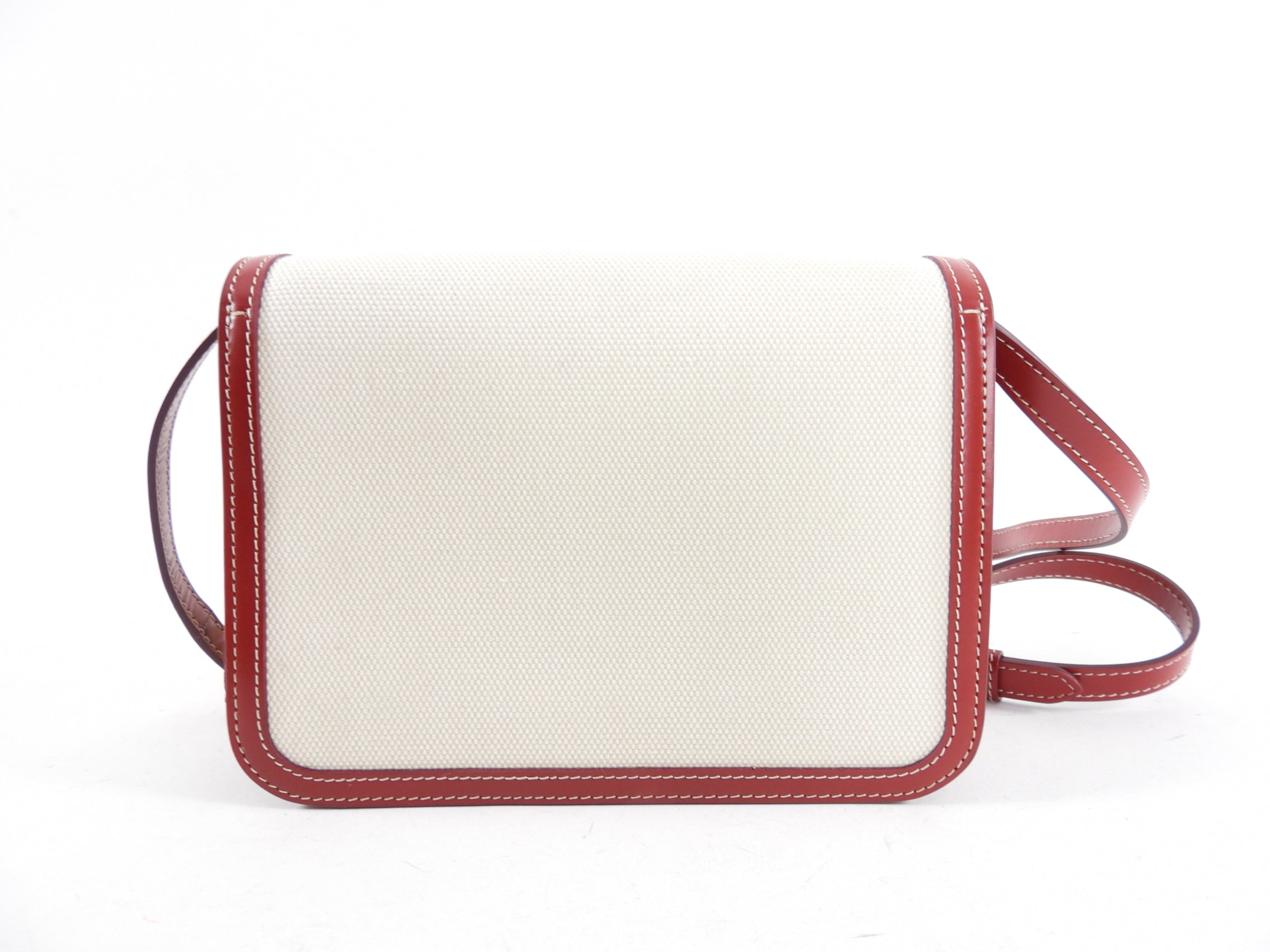 Burberry Small TB Canvas Toile and Red Leather Crossbody Bag