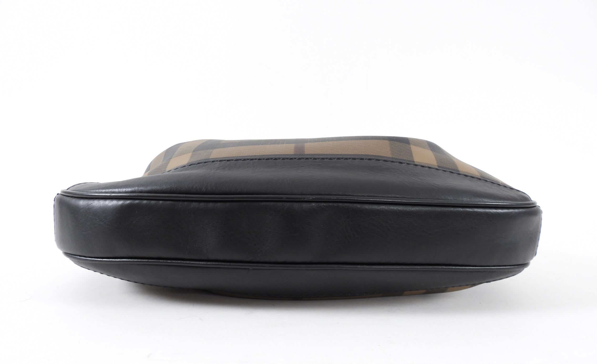 Burberry Shadow Check Coated Canvas and Leather Hobo Bag