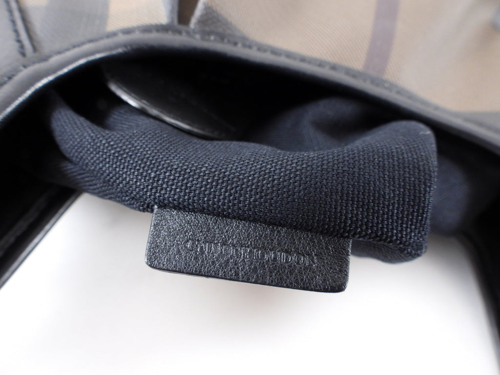 Burberry Shadow Check Coated Canvas and Leather Hobo Bag