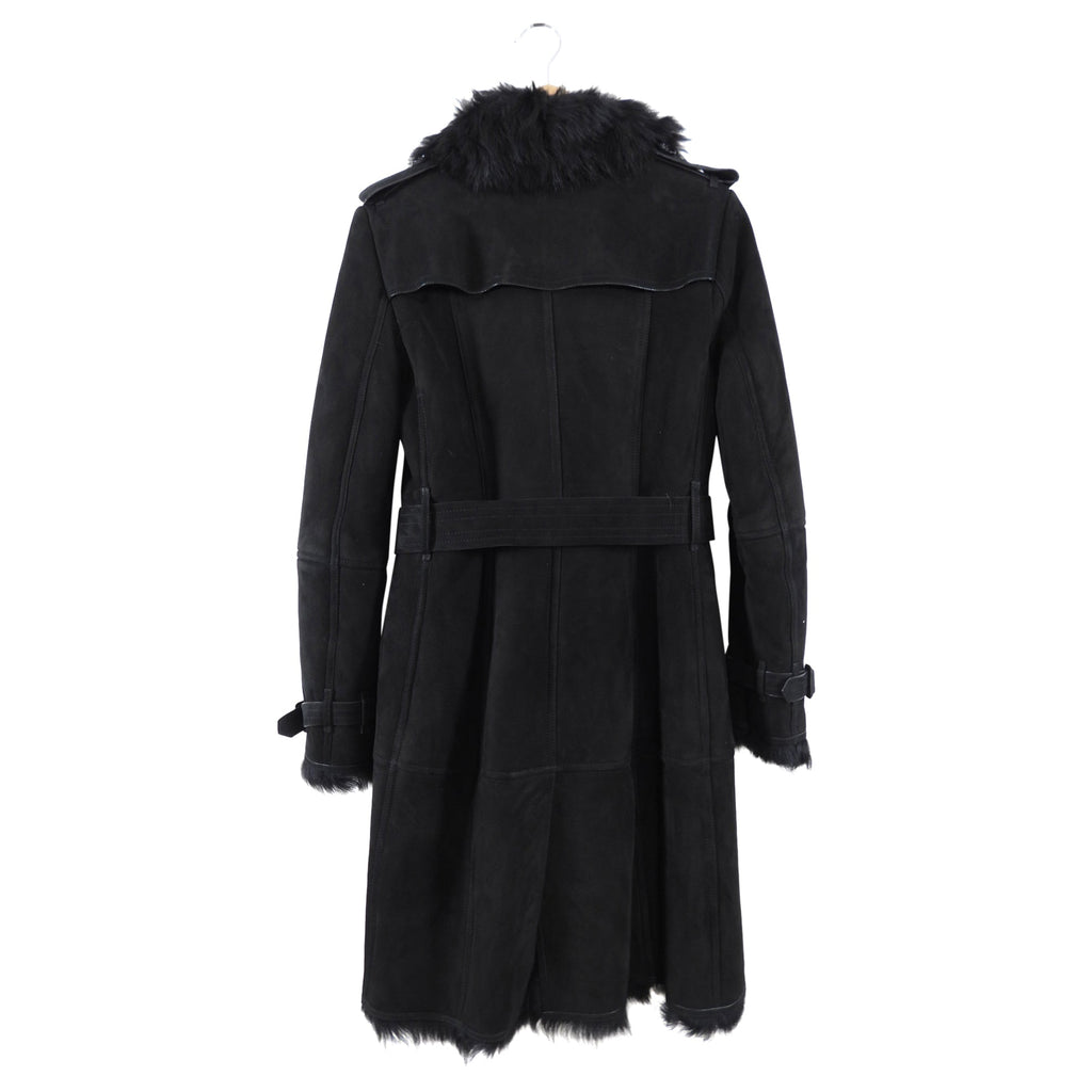 Burberry Black Shearling Long Trench Coat - FR36 / IT40 / USA