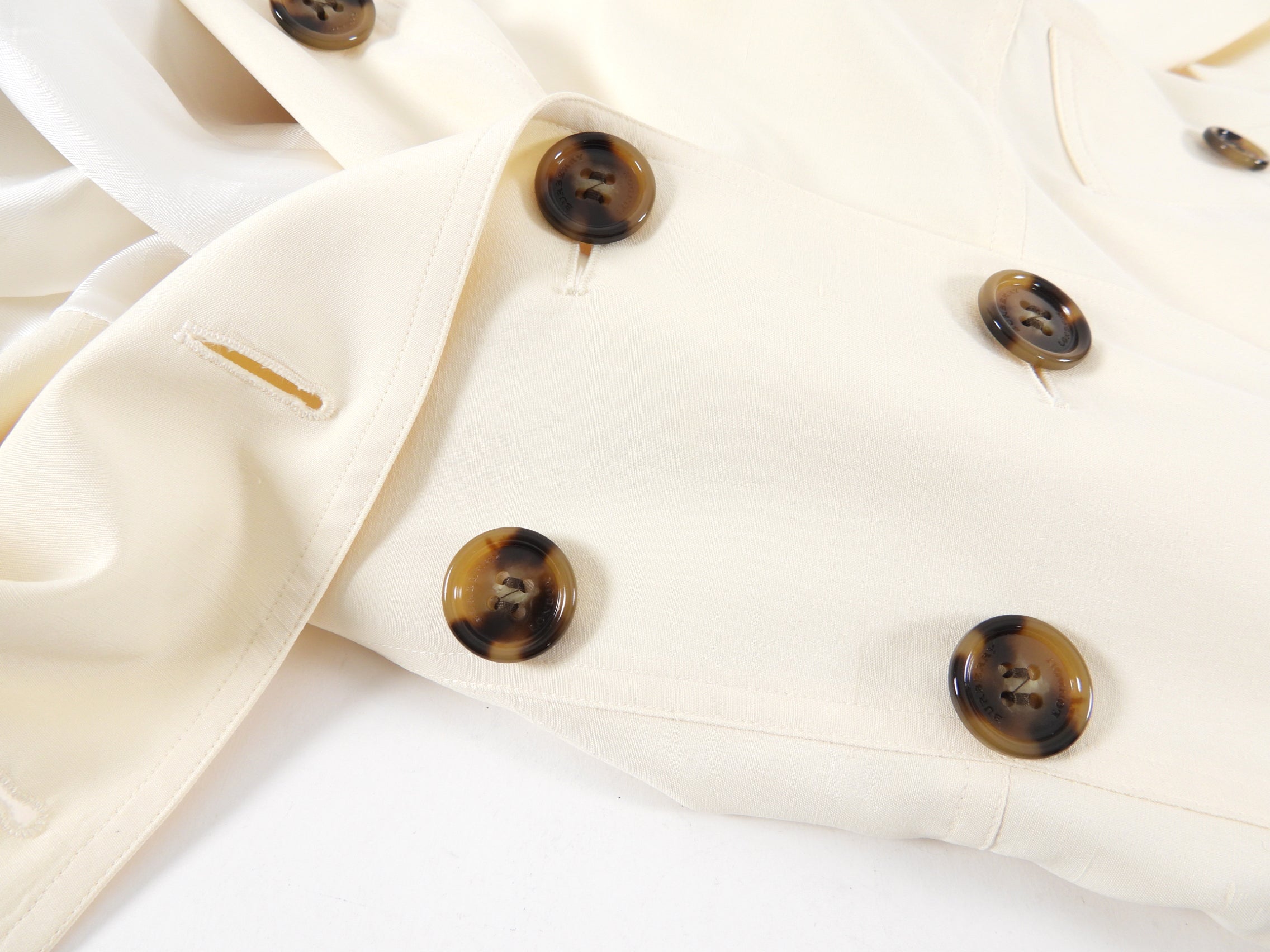 Burberry Cream Silk Short Trench Jacket - USA 4 / S