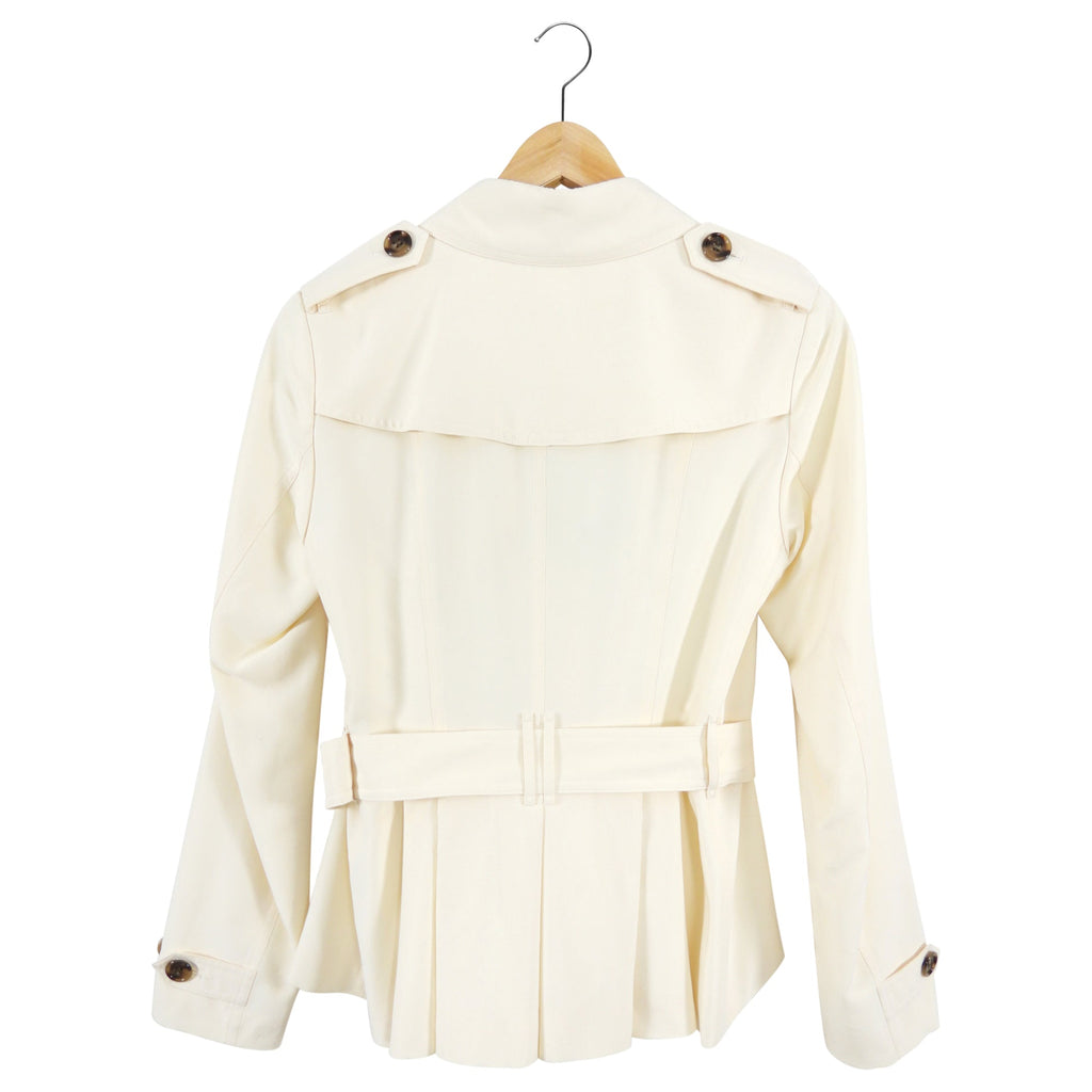 Burberry Cream Silk Short Trench Jacket - USA 4 / S