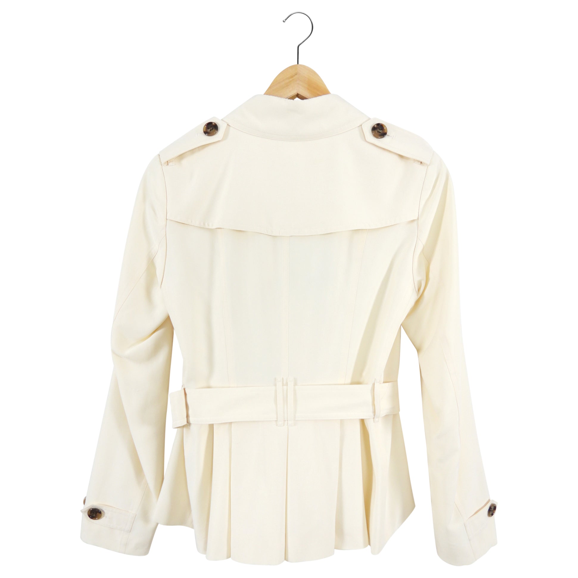 Burberry Cream Silk Short Trench Jacket - USA 4 / S