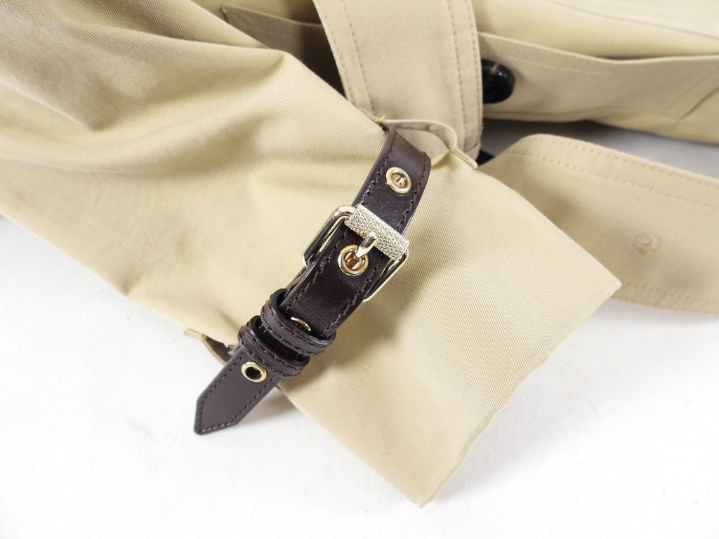 Burberry Short Trench Coat with Leather Detail at Cuffs - USA 2