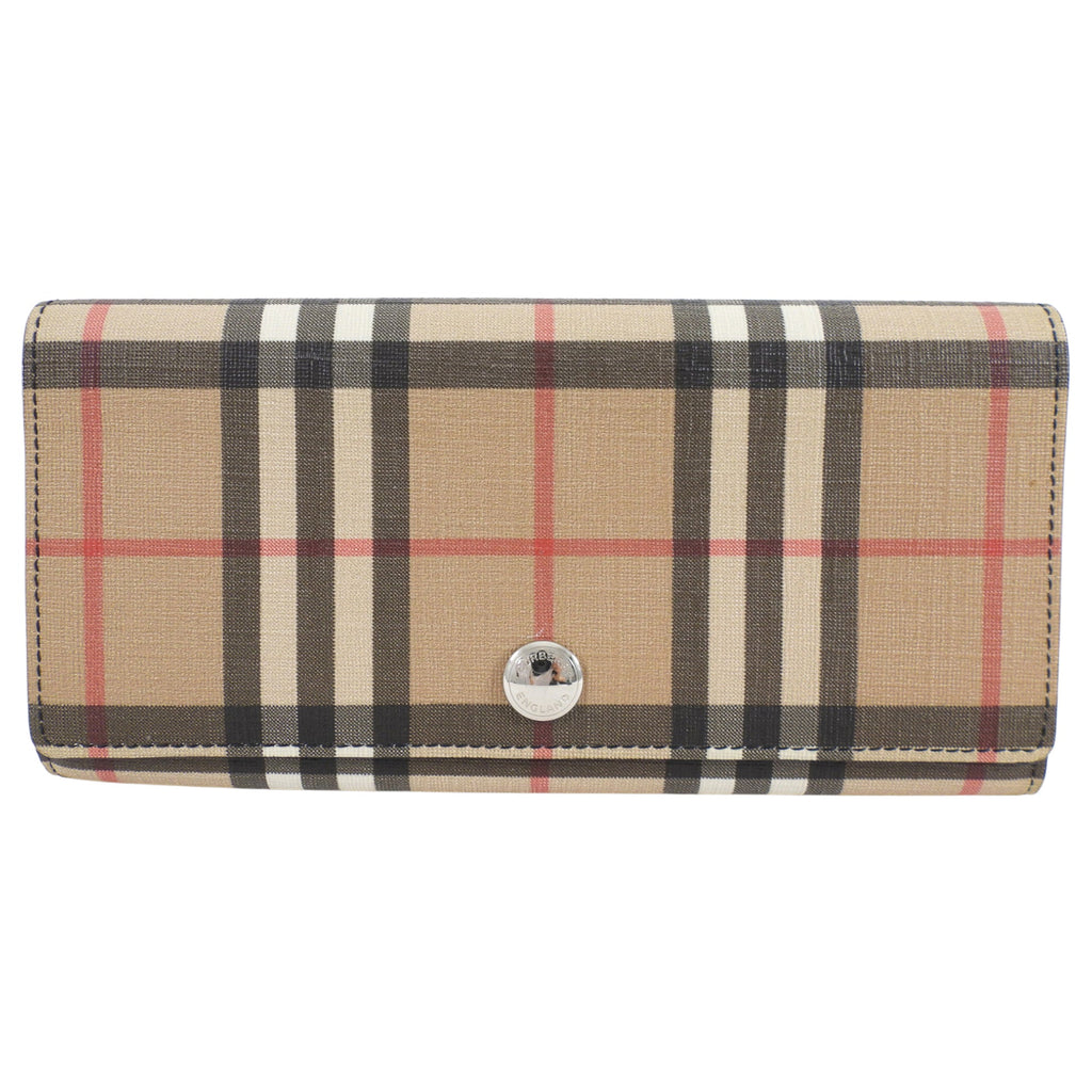 Burberry Beige Nova Check Coated Canvas Long Wallet