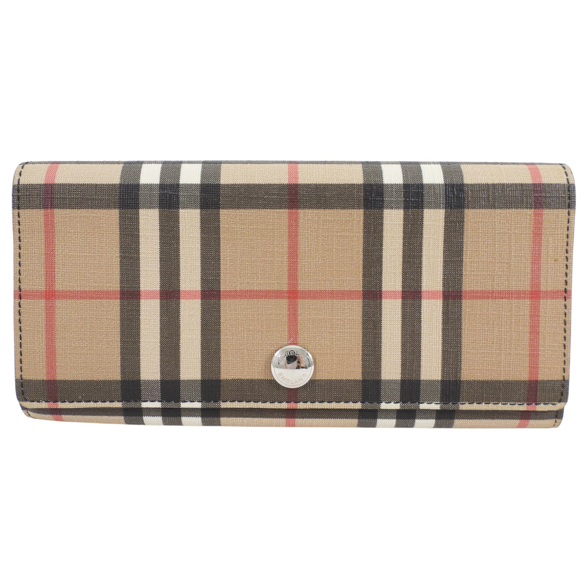 Burberry Beige Nova Check Coated Canvas Long Wallet