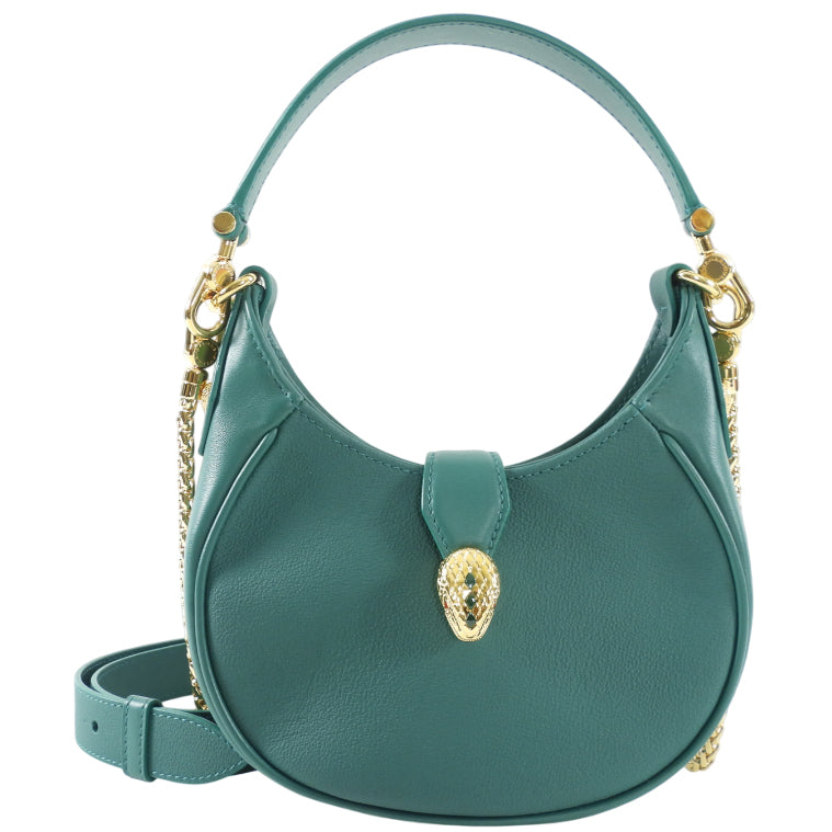 Bvlgari Serpenti Forever Emerald Green Ellipse Hobo Bag