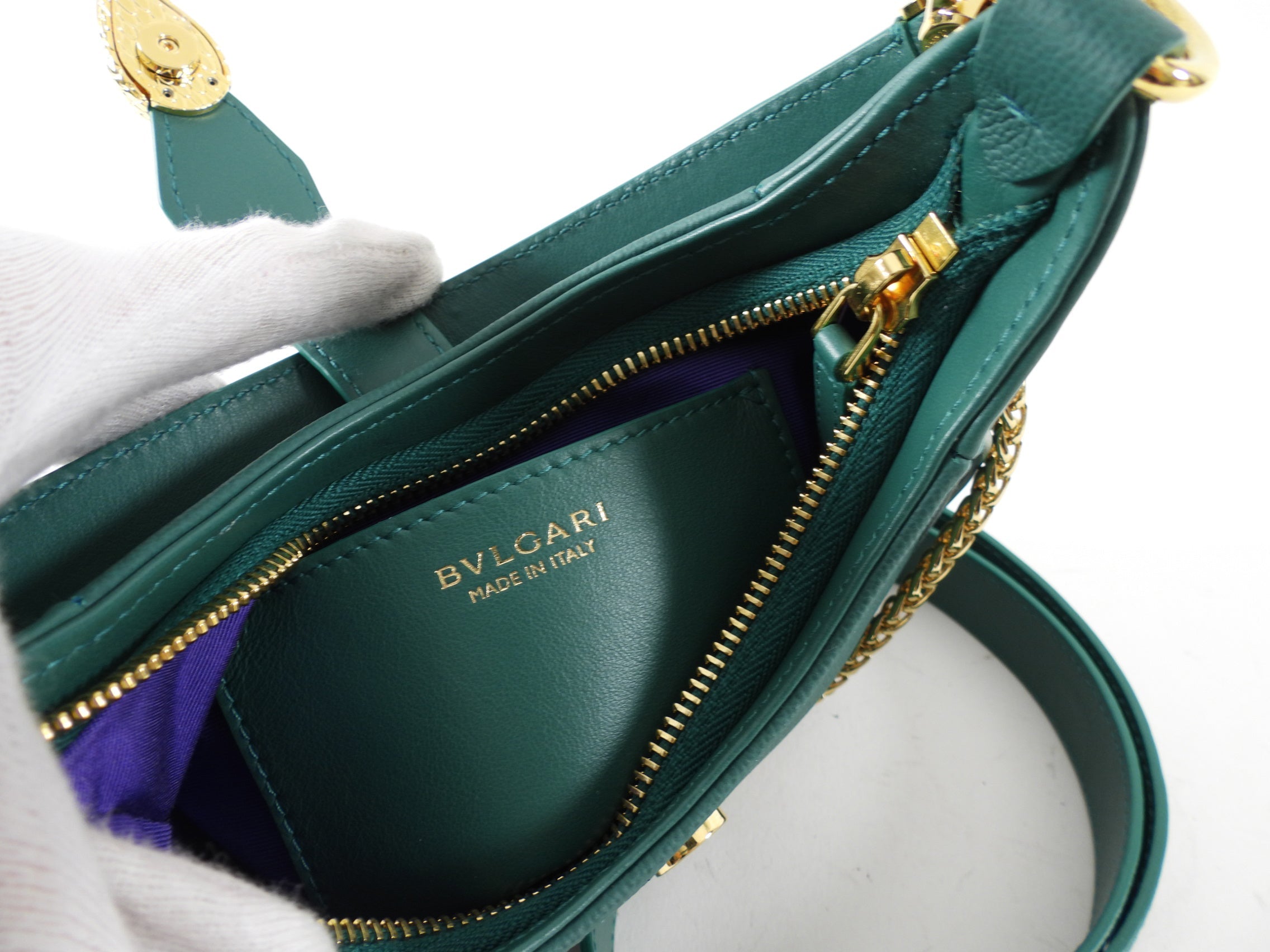 Bvlgari Serpenti Forever Emerald Green Ellipse Hobo Bag