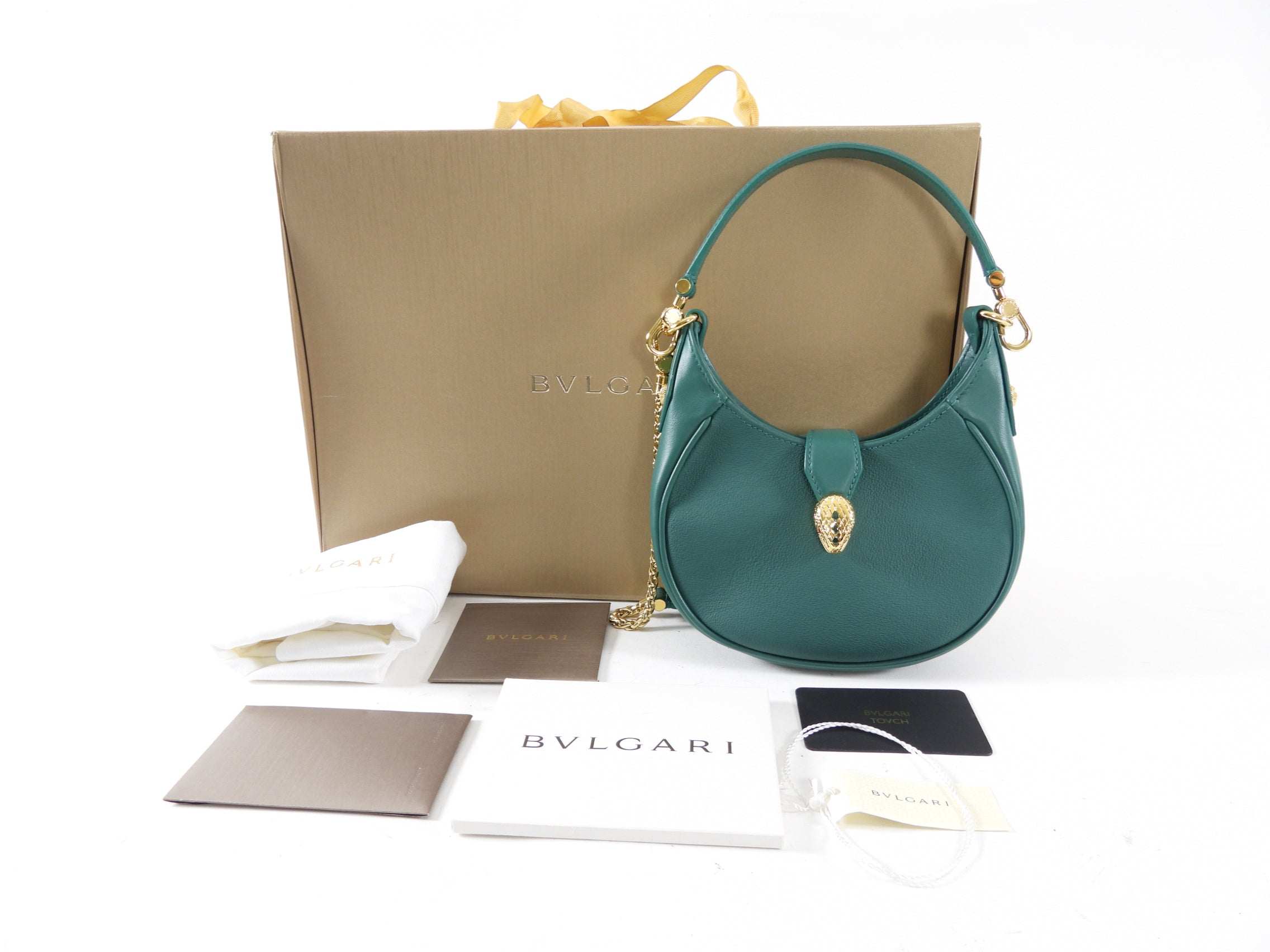 Bvlgari Serpenti Forever Emerald Green Ellipse Hobo Bag
