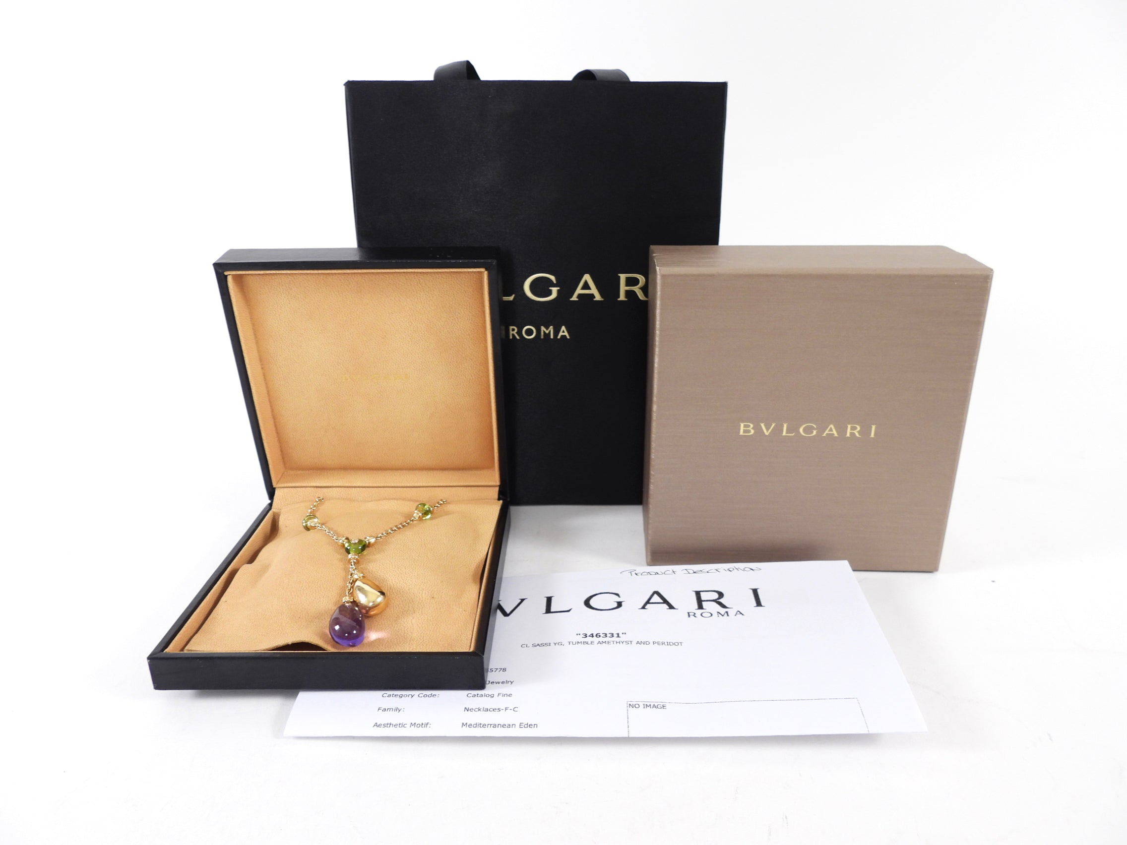 Bvlgari 18k Yellow Gold Sassi Mediterranean Eden Necklace