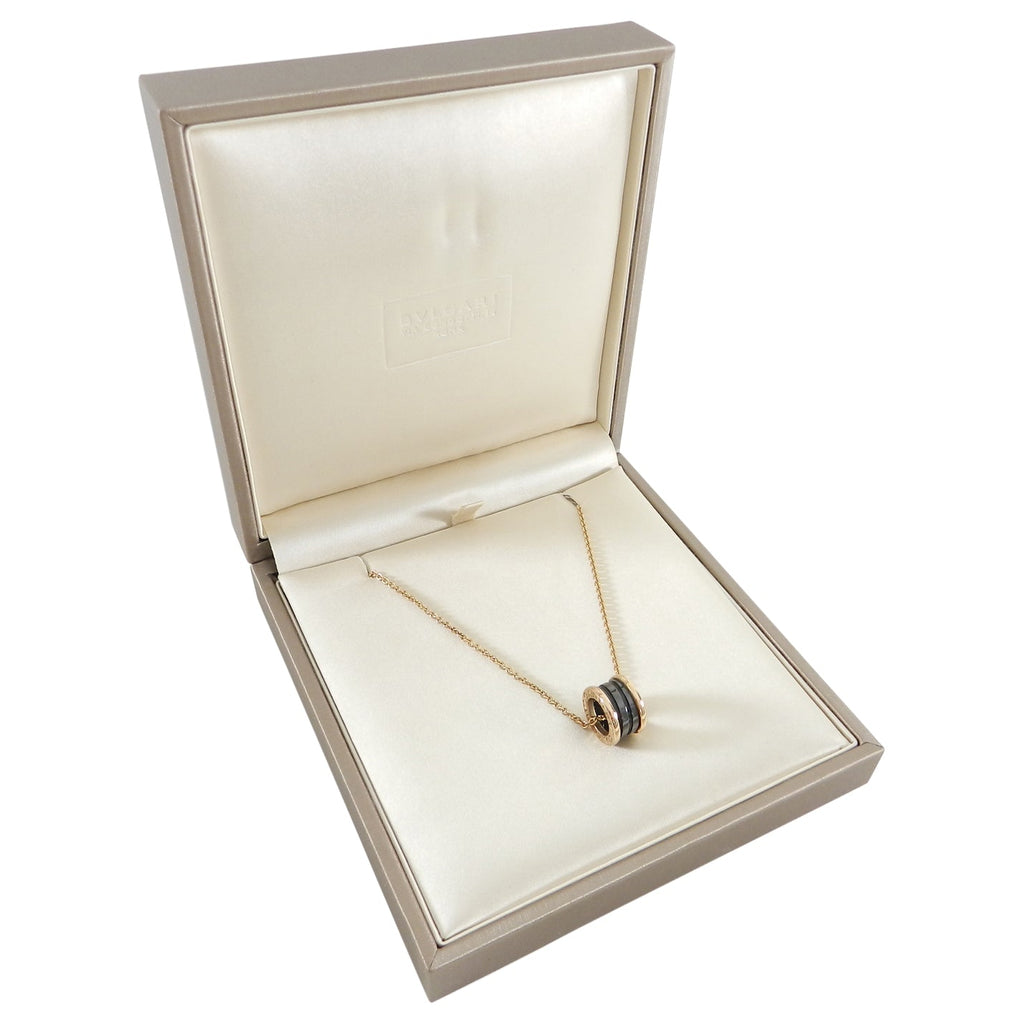 Bvlgari Bulgari 18k Rose Gold B Zero One Necklace with Black Ceramic