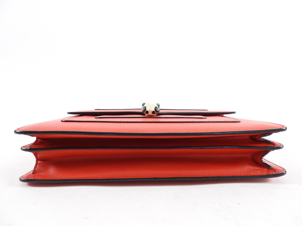 Bvlgari Red Leather Medium Serpenti Flap Bag