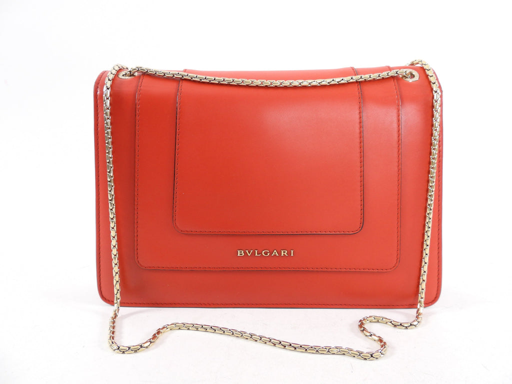Bvlgari Red Leather Medium Serpenti Flap Bag