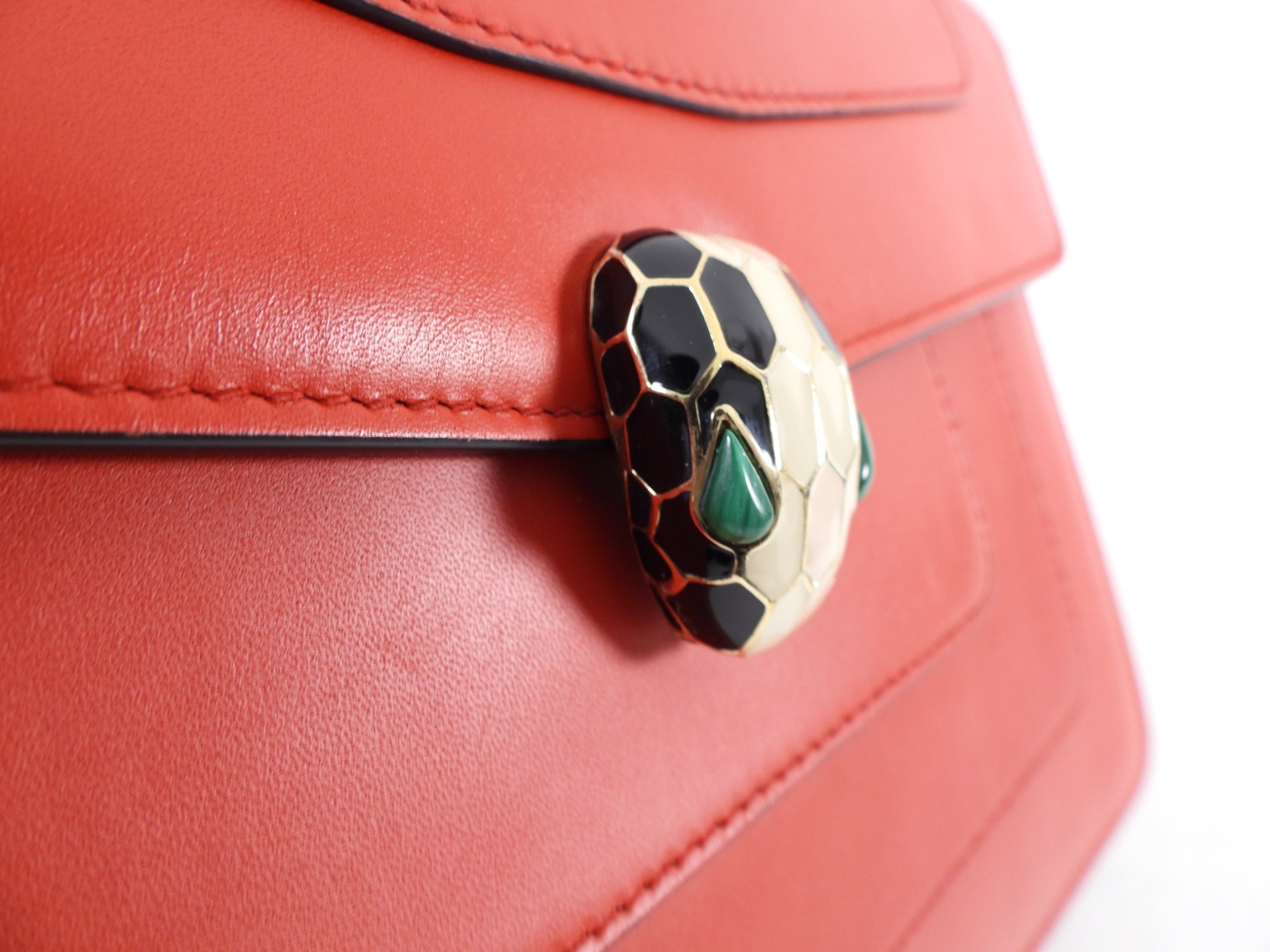 Bvlgari Red Leather Medium Serpenti Flap Bag