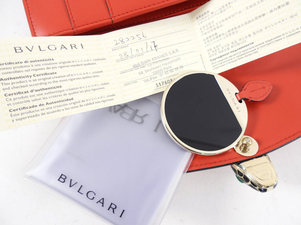 Bvlgari Red Leather Medium Serpenti Flap Bag