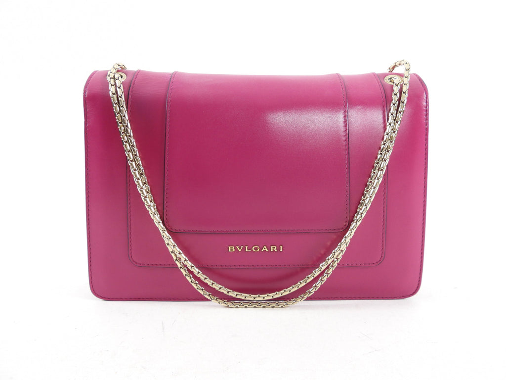 Bvlgari Magenta Leather Medium Serpenti Flap Bag