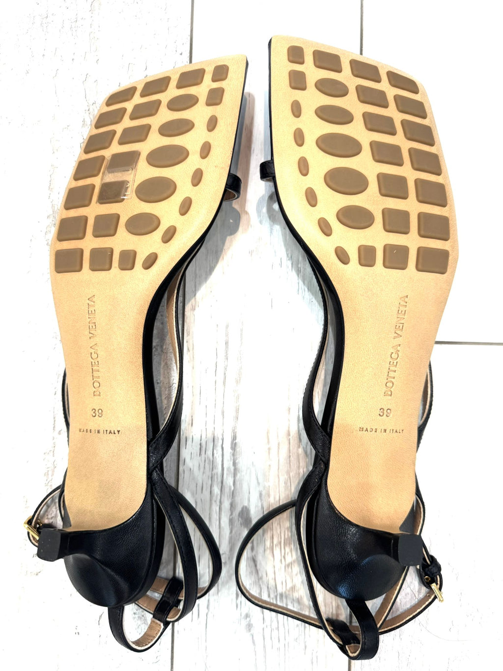 BOTTEGA VENETA MID HEEL STRETCH STRAP SANDAL