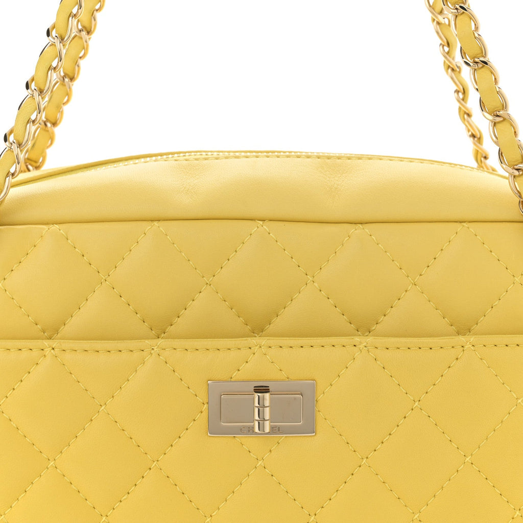 Calfskin Quilted Reissue Medium Camera Case  Yellow