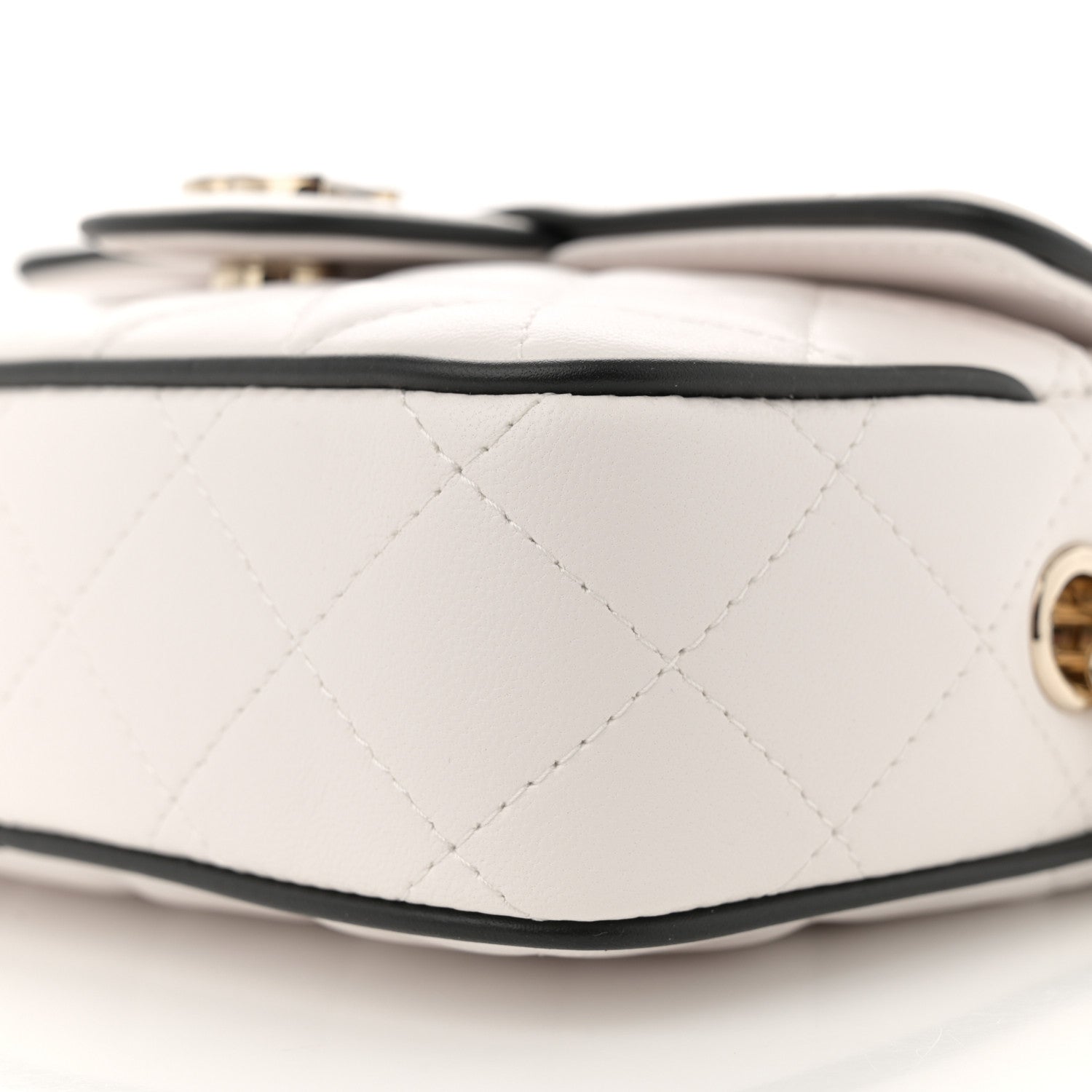 Lambskin Resin Quilted Chain Camera Bag White Black