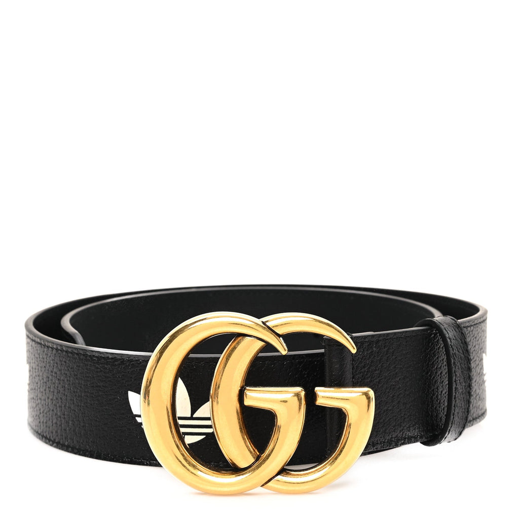 X ADIDAS Textured Dollar Calfskin Double G 40mm Belt 80 32 Black