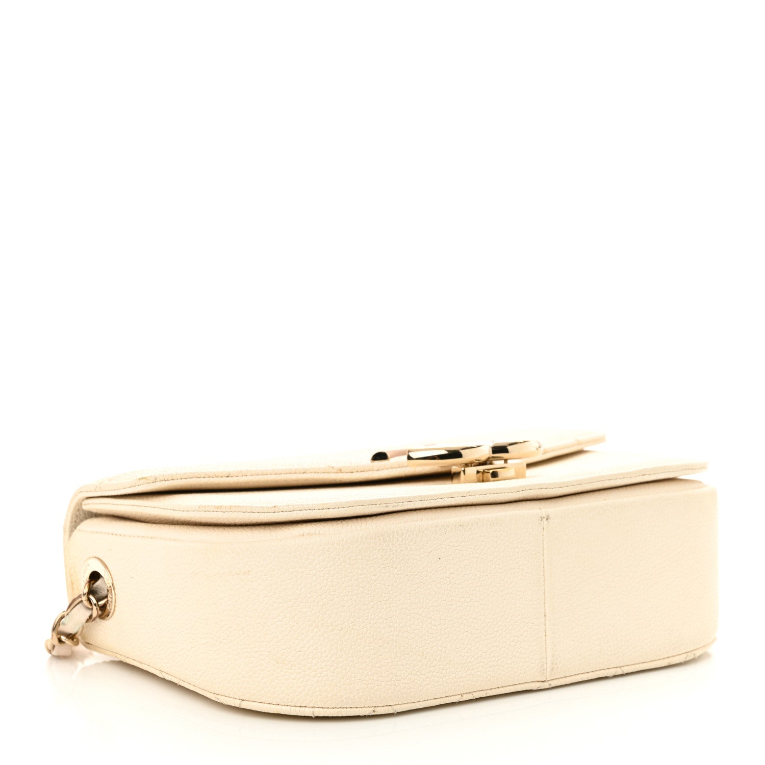 Grained Calfskin Quilted Small Cuba Top Handle Flap White