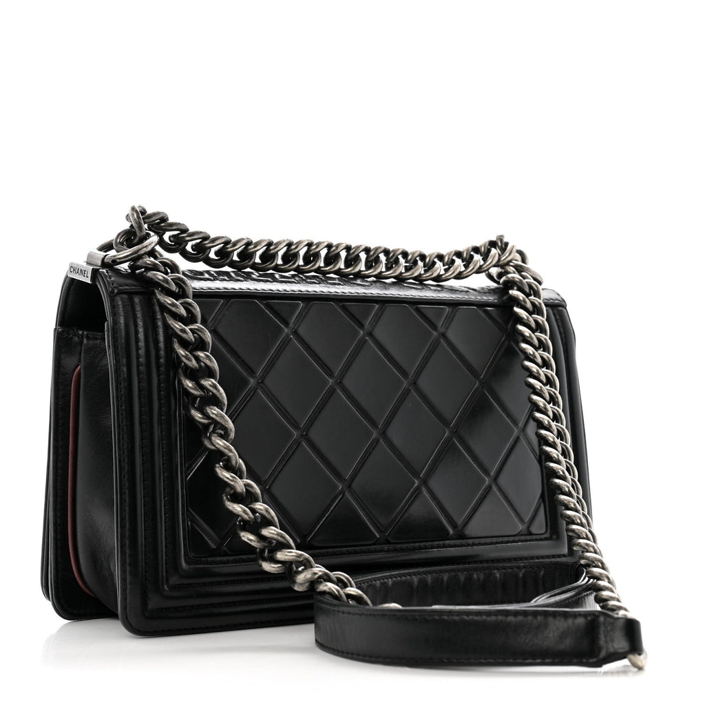 Calfskin Embossed Medium Paris Salzburg Boy Flap Black