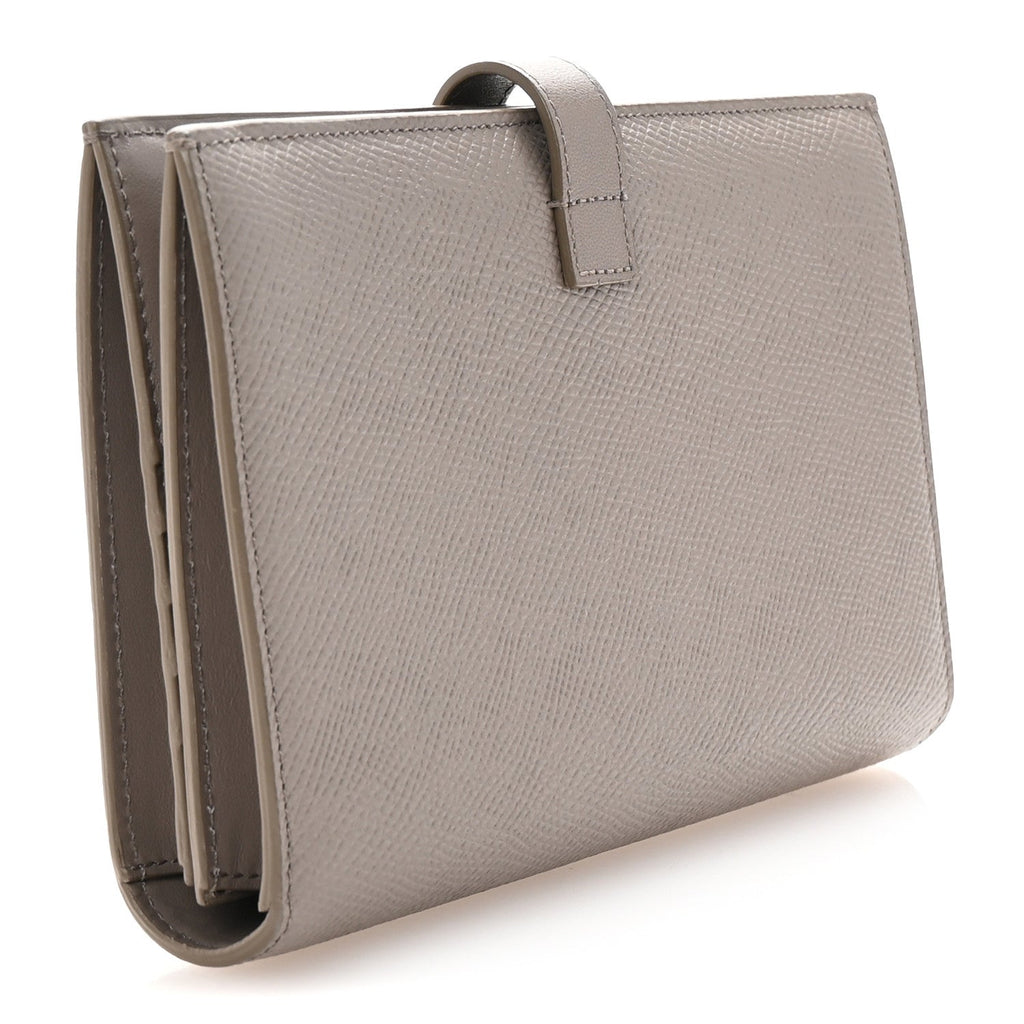 Grained Calfskin Large Multifunction Strap Wallet Pebble