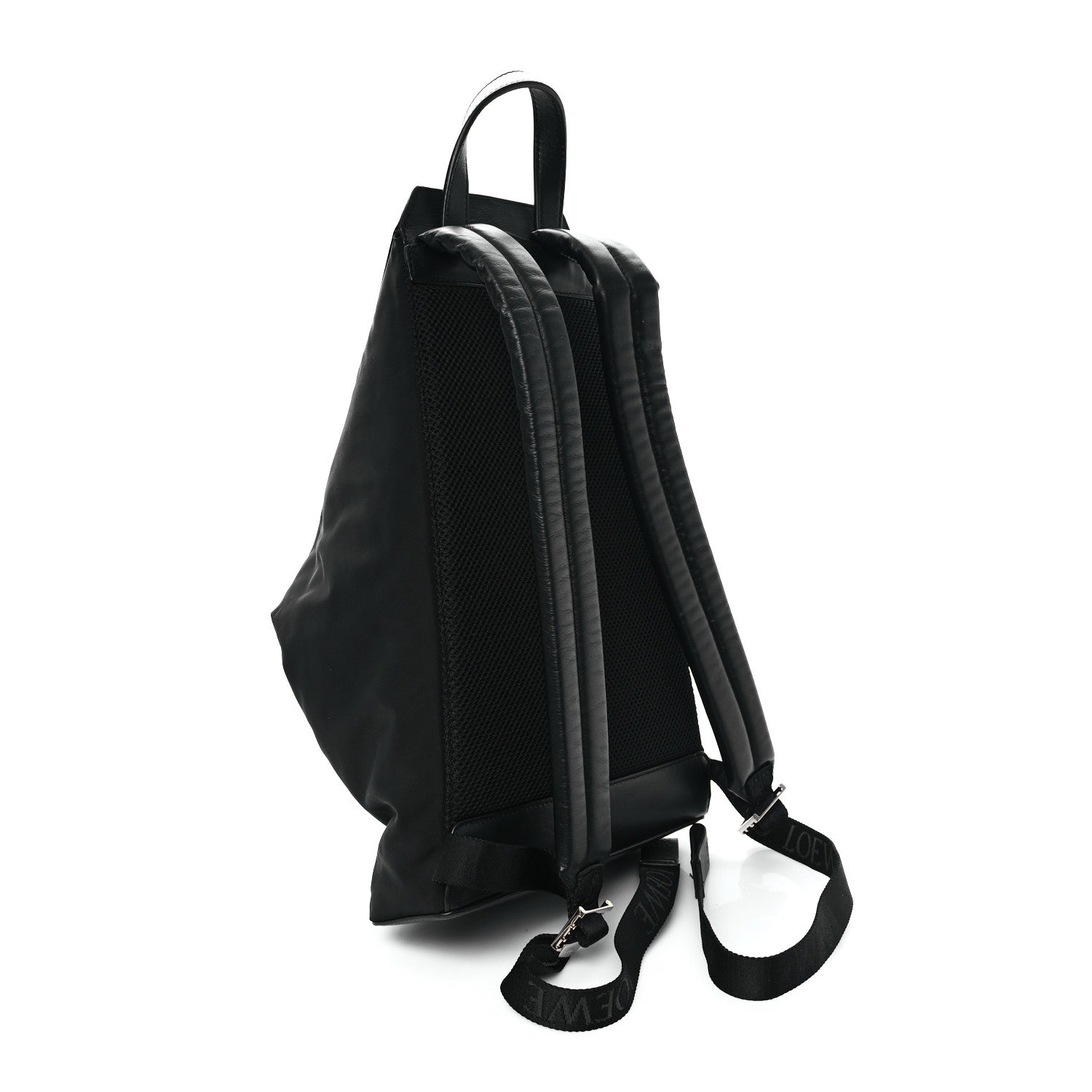 Calfskin Nylon Shell Backpack Black