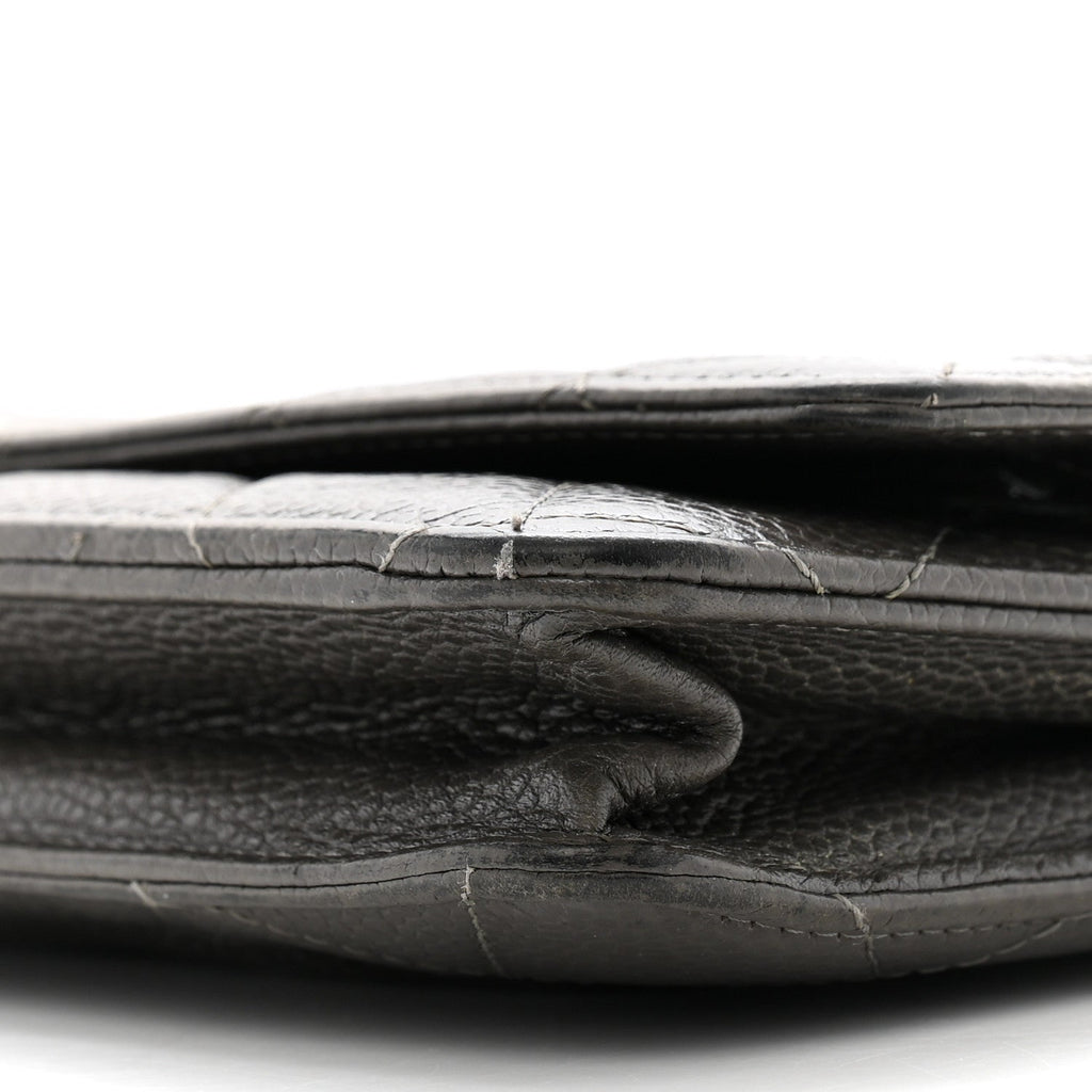 Caviar Quilted Wallet On Chain WOC Dark Grey