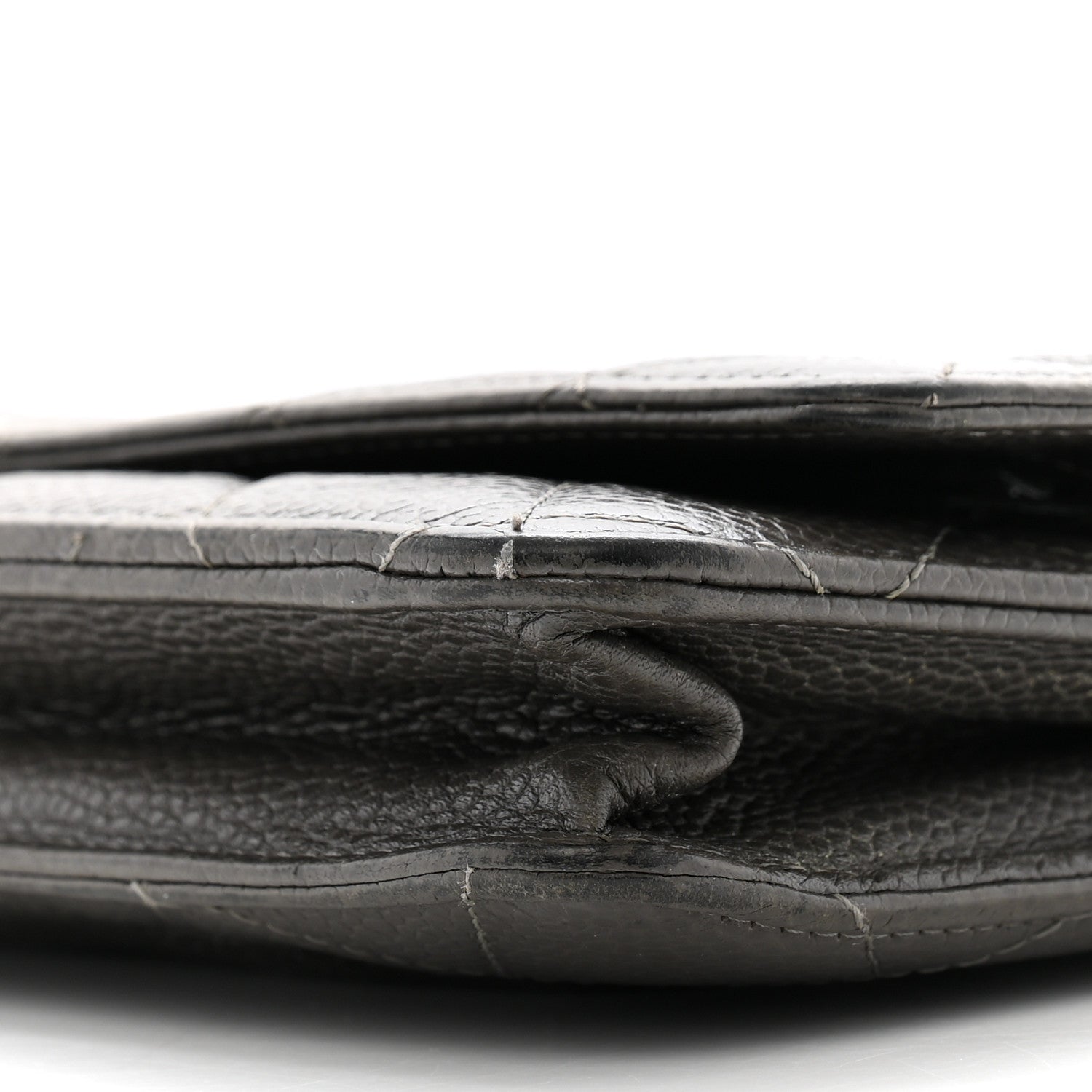 Caviar Quilted Wallet On Chain WOC Dark Grey