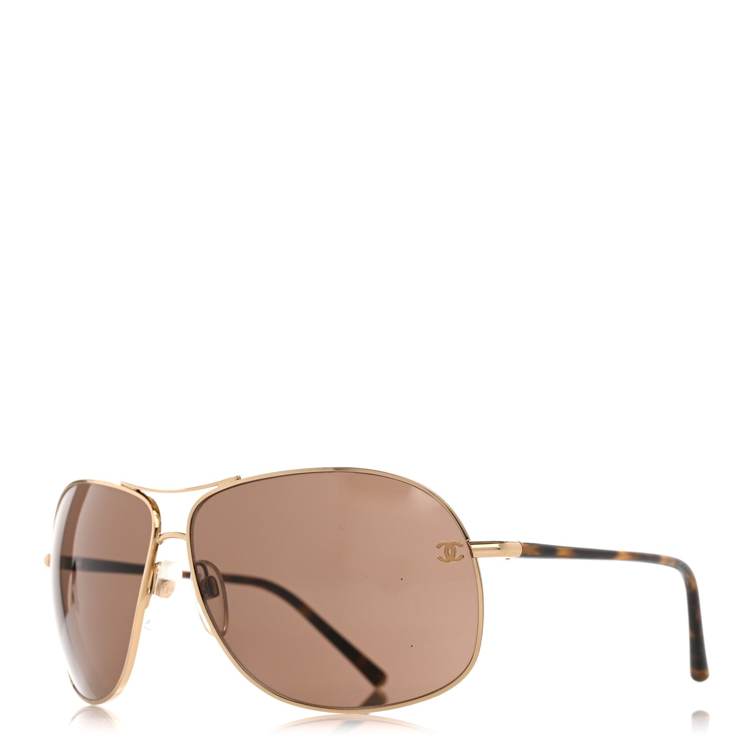 Metal CC Aviator Sunglasses 4193 Gold Havana