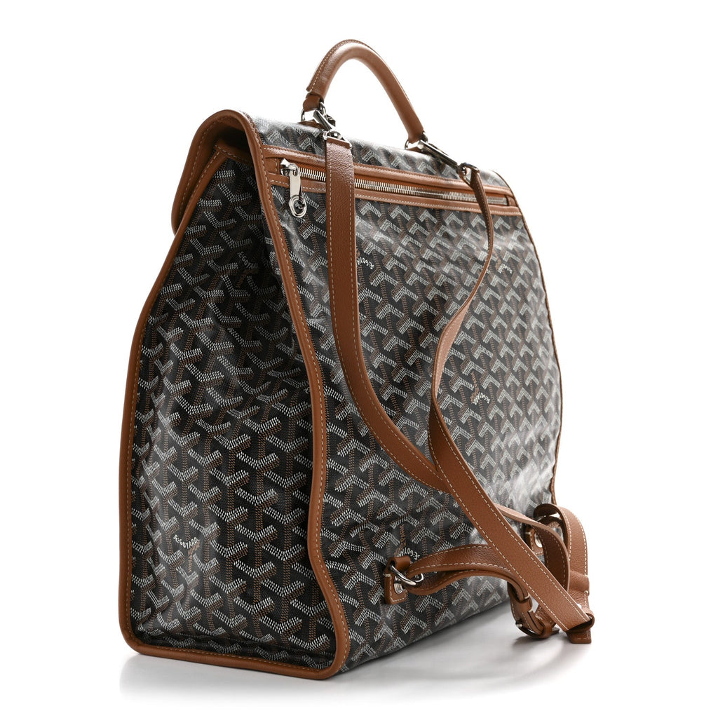 Goyardine Saint Leger Soft Briefcase Backpack Black Gold