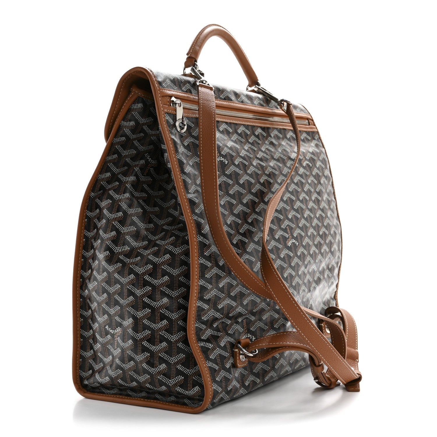 Goyardine Saint Leger Soft Briefcase Backpack Black Gold