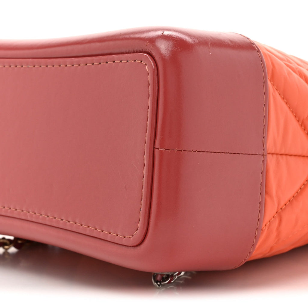 Aged Calfskin Chevron Quilted Small Gabrielle Backpack Dark Red Orange