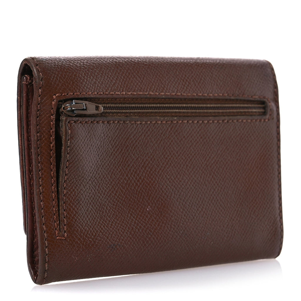 Calfskin Compact Wallet Brown