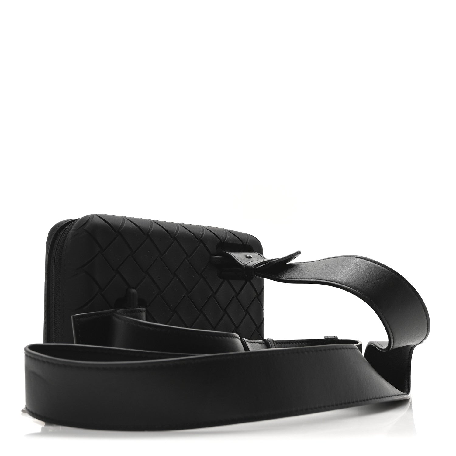 Rubber Intrecciato Crossbody Bag Black