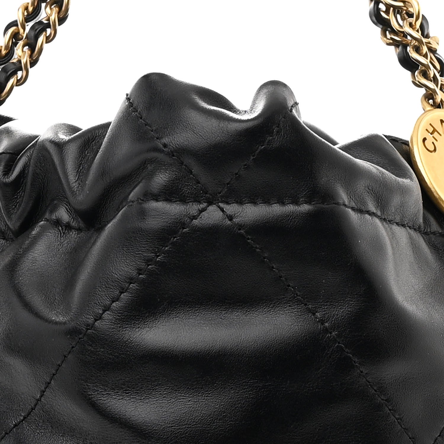 Shiny Calfskin Quilted Mini Chanel 22 Black