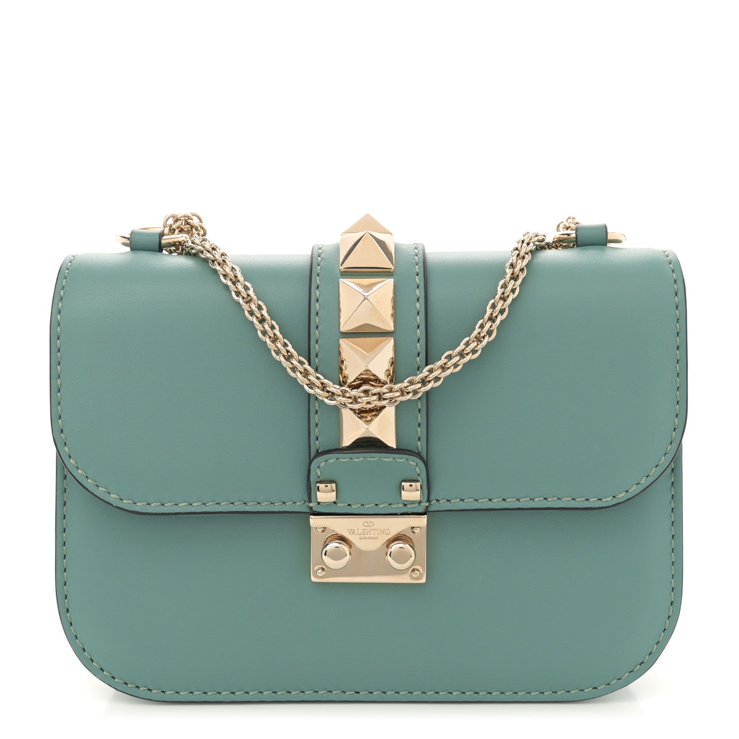 Vitello Small Glam Lock Rockstud Flap Colibri