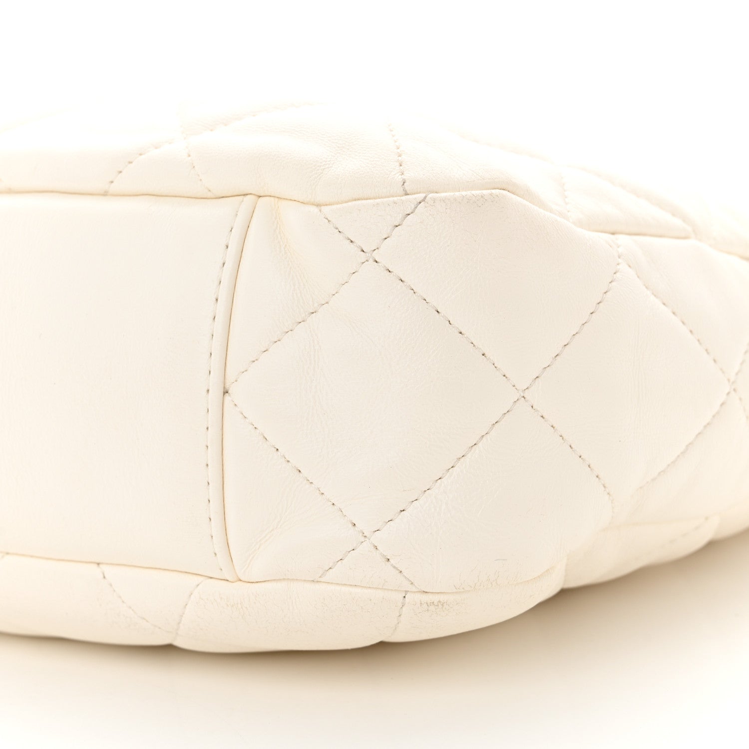 Lambskin Quilted Large CC Funky Town Hobo White