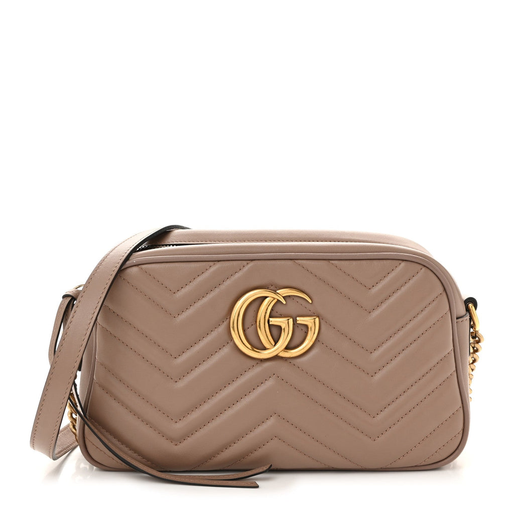 Calfskin Matelasse Small GG Marmont Chain Shoulder Bag Porcelain Rose